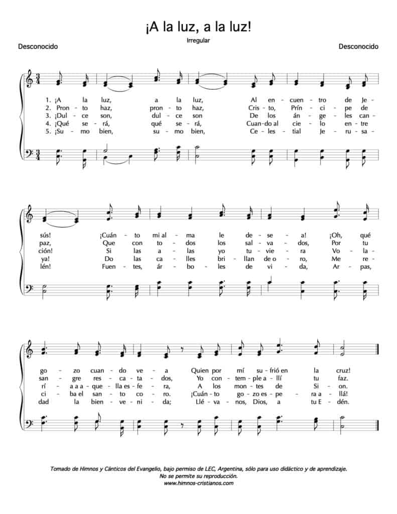 A la luz, a la luz - Himnos Cristianos