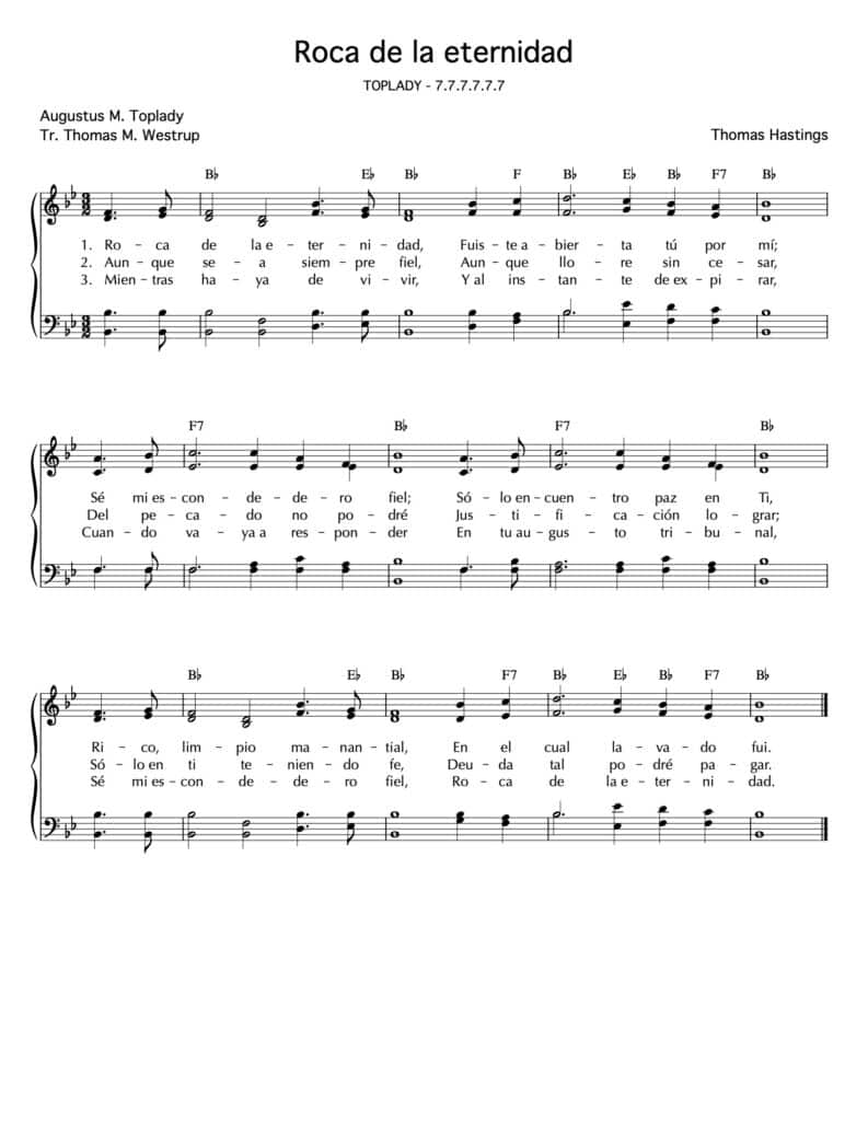 Mi Roca Partitura Roca abierta ya por mí - Himnos Cristianos